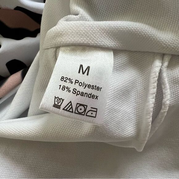 NWOT One Piece Swimsuit White Black Tan Leopard Cheetah Print M - Picture 7 of 7